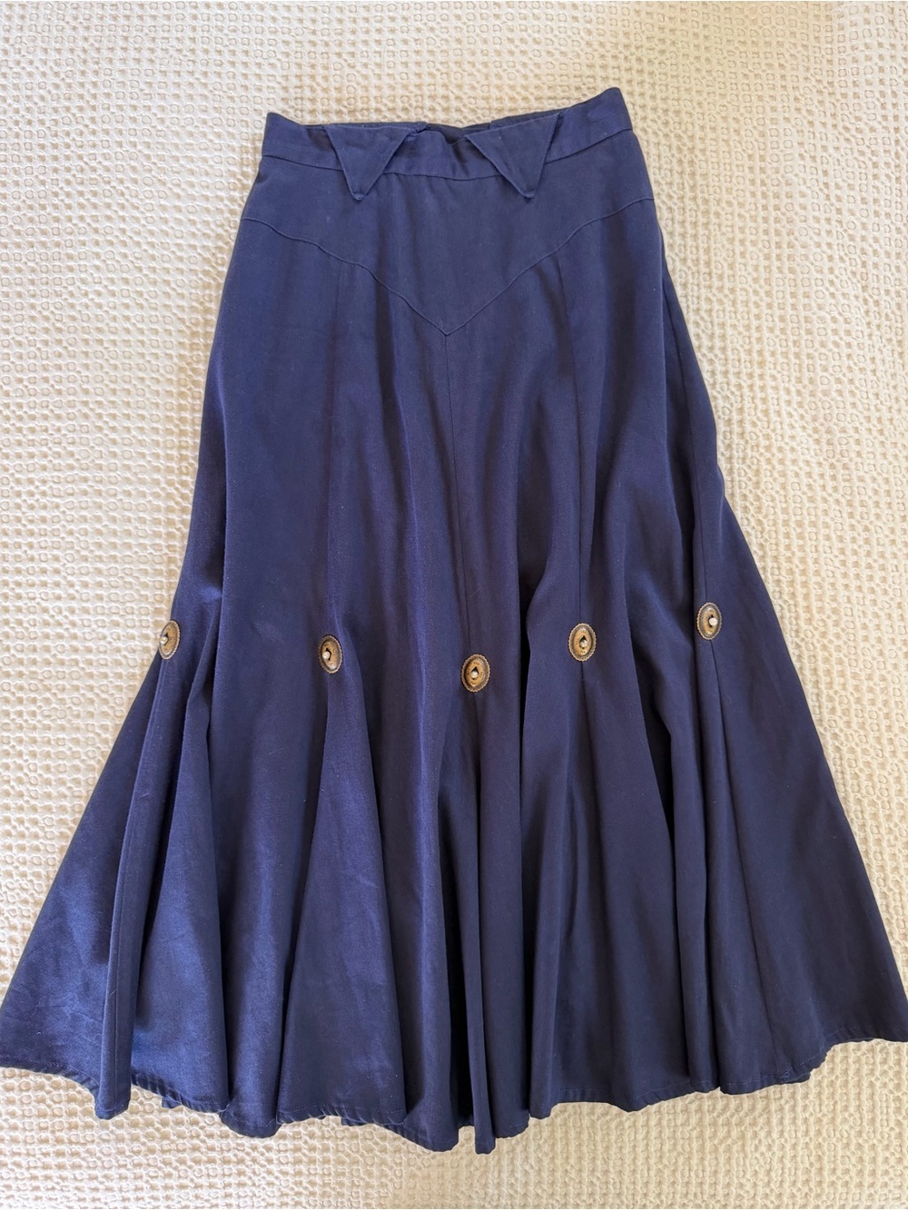 Vintage Circle T Western Concho Full Maxi Skirt Navy USA 7/8 - Picture 3 of 15